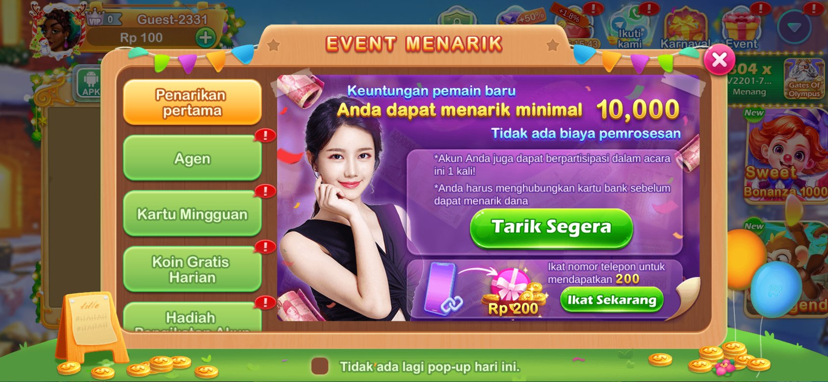 Penarikan cepat tanpa biaya di Dot K3K3 8 71 untuk pemain baru.